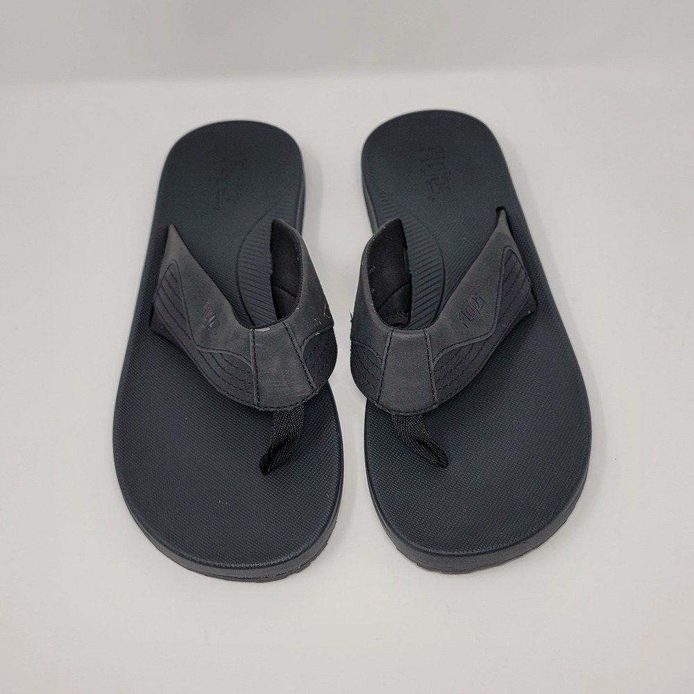 FloJos Flip Flops Sandals Black Artisan Memory Foam Mens Size 12 Slip on Comfort